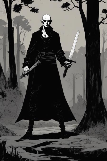 00361-1238264764-_lora_Mike Mignola Style_1_Mike Mignola Style - hairless vampire post apo wanderer, two-handing the sword of st. wenceslav, in b.png